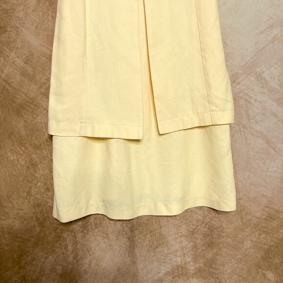 Vintage 90s Wayne Diamond Pale Yellow Layered Shift Dress Button Up Satin Retro - Picture 9 of 10